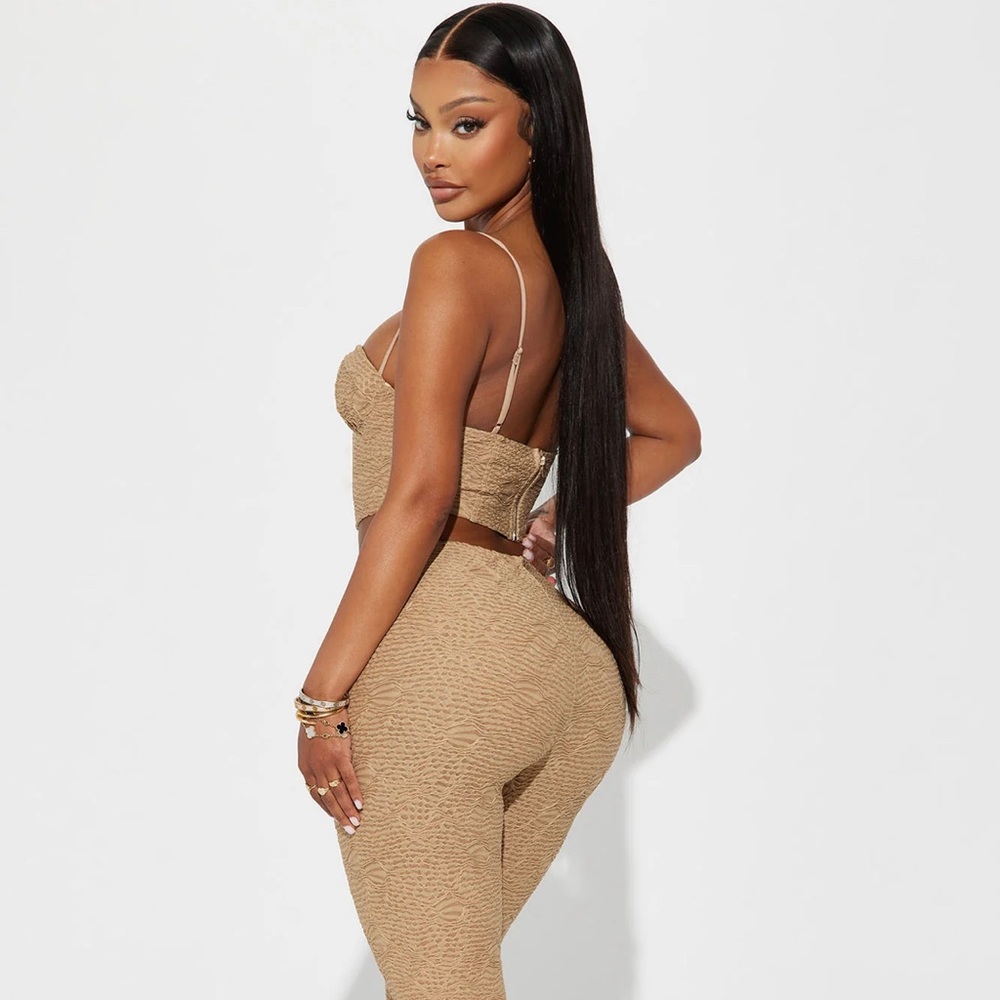 Macie Textured Pant Set - Mocha - Fashion Nova
